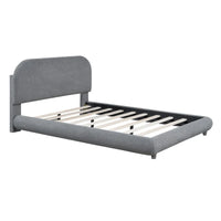 Lit plateforme capitonné pleine taille en tissu Teddy Fleece avec tissu épais