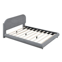 Lit plateforme capitonné pleine taille en tissu Teddy Fleece avec tissu épais