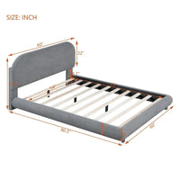 Lit plateforme capitonné pleine taille en tissu Teddy Fleece avec tissu épais