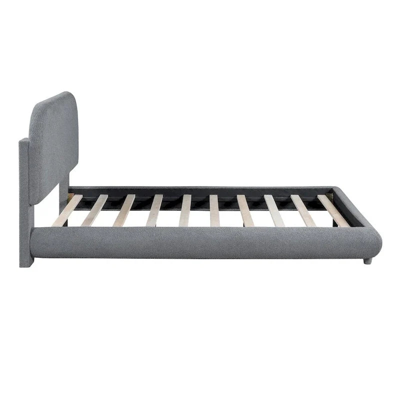 Lit plateforme capitonné pleine taille en tissu Teddy Fleece avec tissu épais