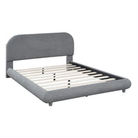 Lit plateforme capitonné pleine taille en tissu Teddy Fleece avec tissu épais
