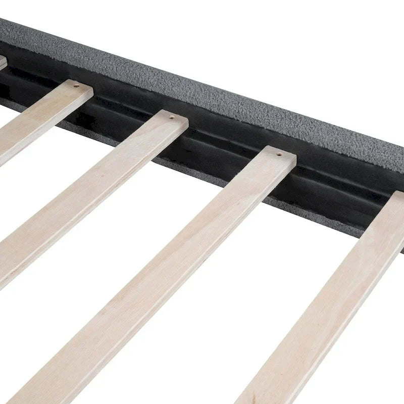 Lit plateforme capitonné pleine taille en tissu Teddy Fleece avec tissu épais