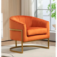 Fauteuil moderne en velours avec accents dorés
