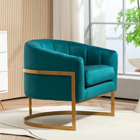 Fauteuil moderne en velours avec accents dorés