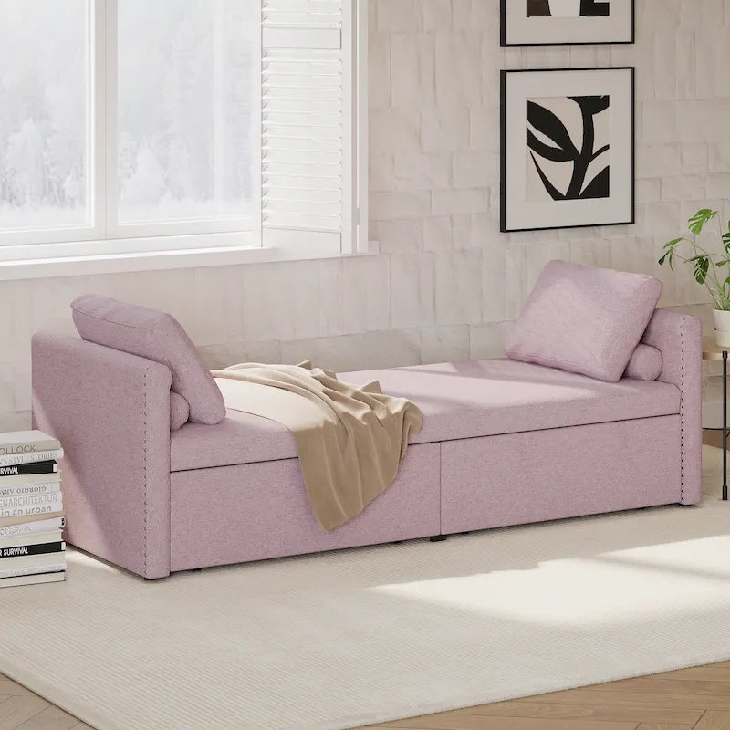 Méridienne moderne lit de repos petit lit de repos simple avec 2 tiroirs, sans matelas requis, parfait pour salons & bureau à domicile