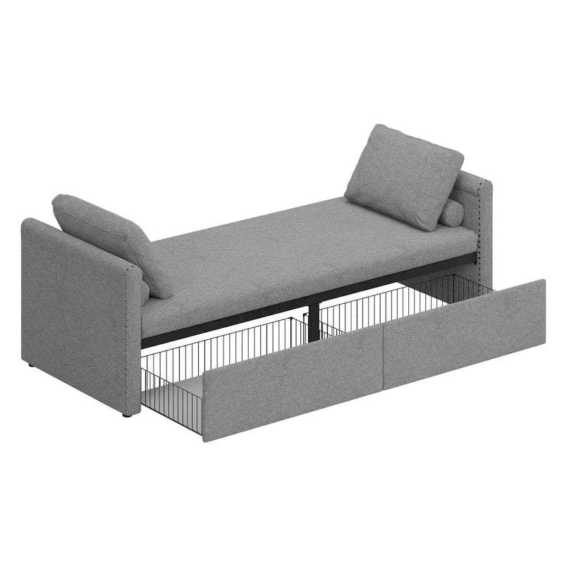 Méridienne moderne lit de repos petit lit de repos simple avec 2 tiroirs, sans matelas requis, parfait pour salons & bureau à domicile