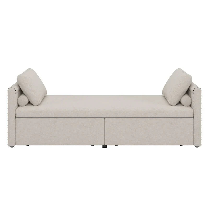 Méridienne moderne lit de repos petit lit de repos simple avec 2 tiroirs, sans matelas requis, parfait pour salons & bureau à domicile