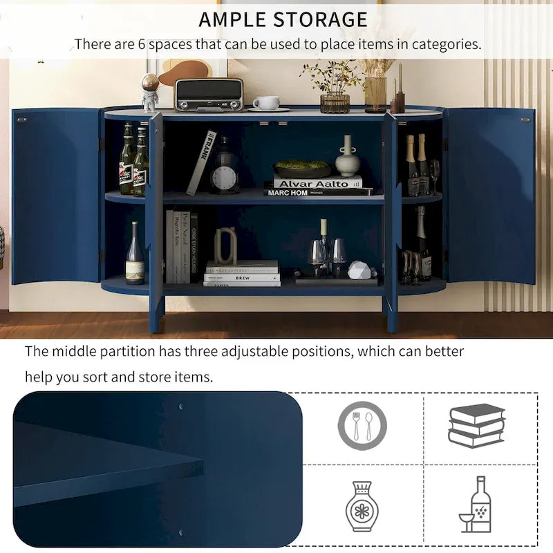 Buffet de luxe au design galbé avec étagères réglables