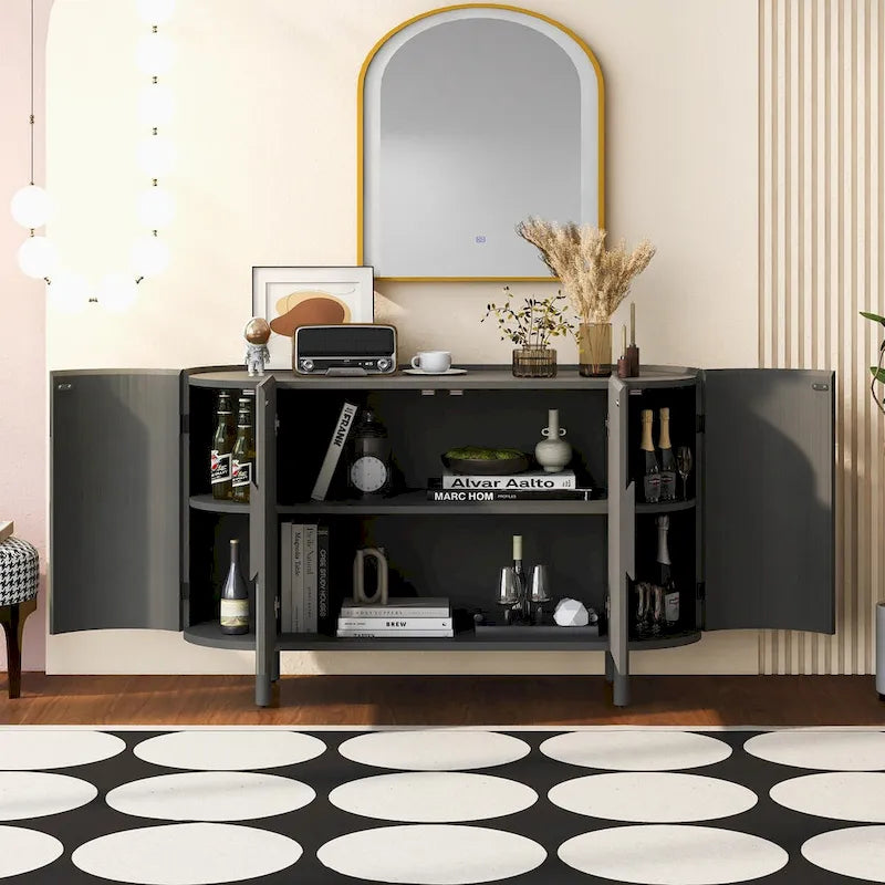 Buffet de luxe au design galbé avec étagères réglables
