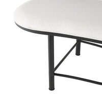 Banc de maison ovale rembourré abstrait en métal avec cadre en métal noir et dossier en corde - Blanc - Roche River Decor