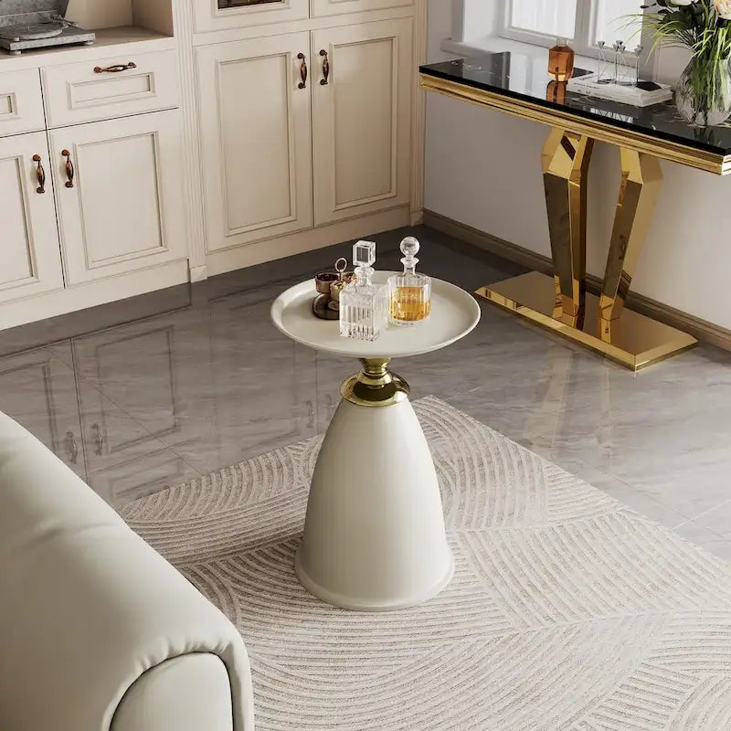 Table d'appoint de luxe en fer, table d'appoint ronde minimaliste pour petit espace