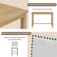 Ensemble de salle à manger hauteur comptoir 5 pièces, table élégante classique et 4 chaises en bois naturel délavé