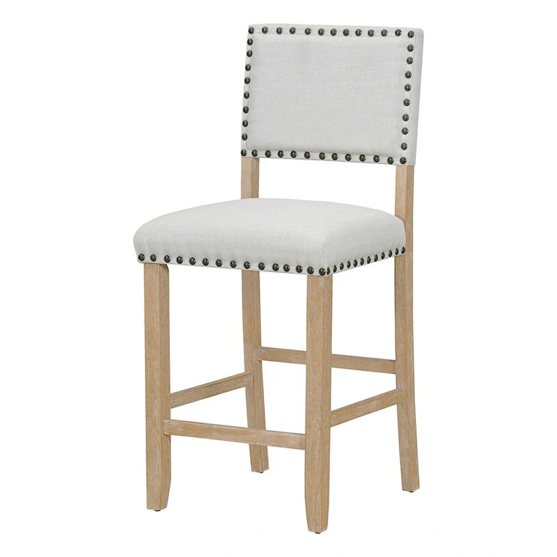 Ensemble de salle à manger hauteur comptoir 5 pièces, table élégante classique et 4 chaises en bois naturel délavé