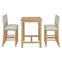 Ensemble de salle à manger hauteur comptoir 5 pièces, table élégante classique et 4 chaises en bois naturel délavé