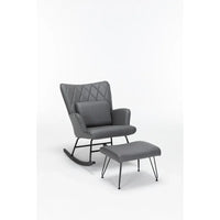 Fauteuil à bascule, fauteuil coulissant, fauteuil d'appoint à bascule avec coussin lombaire et ottoman pour chambre de bébé/salon/chambre