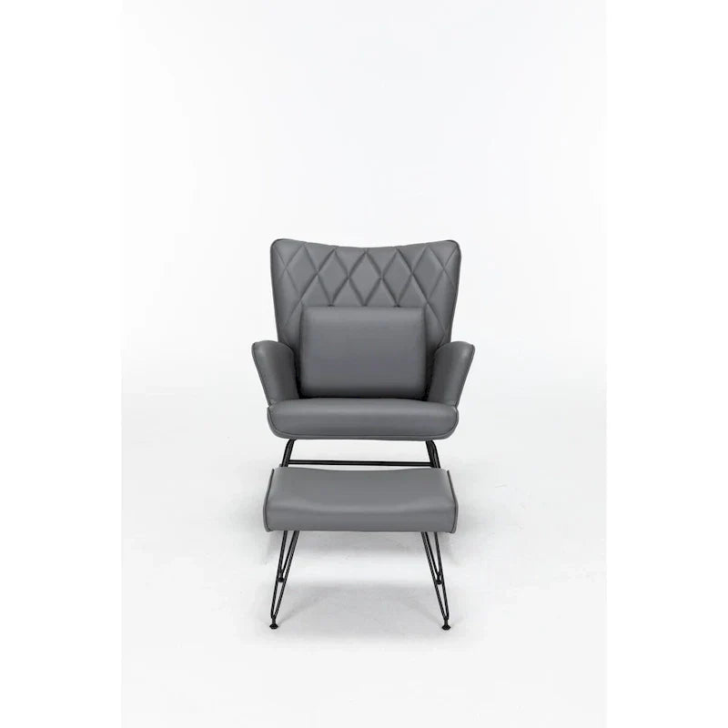 Fauteuil à bascule, fauteuil coulissant, fauteuil d'appoint à bascule avec coussin lombaire et ottoman pour chambre de bébé/salon/chambre