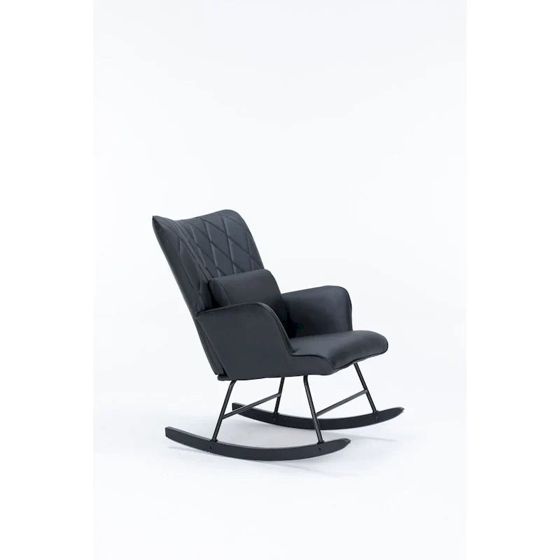 Fauteuil à bascule, fauteuil coulissant, fauteuil d'appoint à bascule avec coussin lombaire et ottoman pour chambre de bébé/salon/chambre