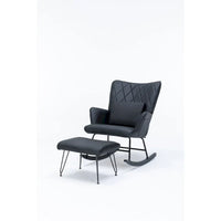 Fauteuil à bascule, fauteuil coulissant, fauteuil d'appoint à bascule avec coussin lombaire et ottoman pour chambre de bébé/salon/chambre