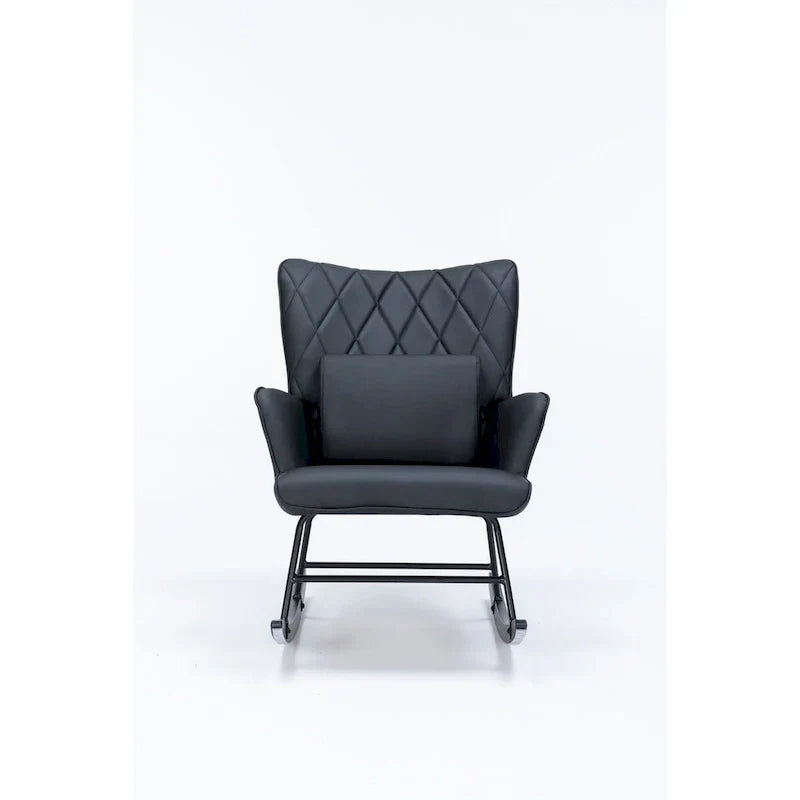 Fauteuil à bascule, fauteuil coulissant, fauteuil d'appoint à bascule avec coussin lombaire et ottoman pour chambre de bébé/salon/chambre