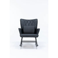 Fauteuil à bascule, fauteuil coulissant, fauteuil d'appoint à bascule avec coussin lombaire et ottoman pour chambre de bébé/salon/chambre