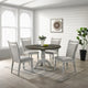 Ensemble de salle à manger 5 pièces, table ronde à pied central avec 4 chaises, blanc patiné et gris