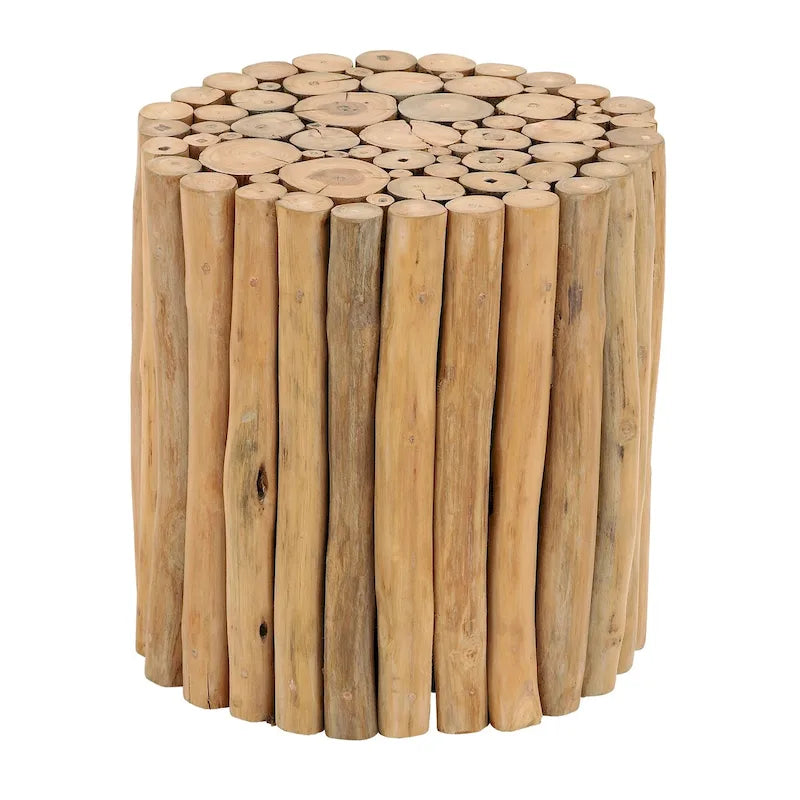 Table d'appoint en bois de teck fait main avec design en grappe de batons - Brun - Roche River Decor