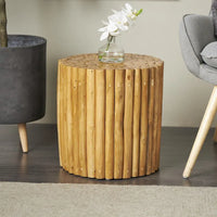 Table d'appoint en bois de teck fait main avec design en grappe de batons - Brun - Roche River Decor