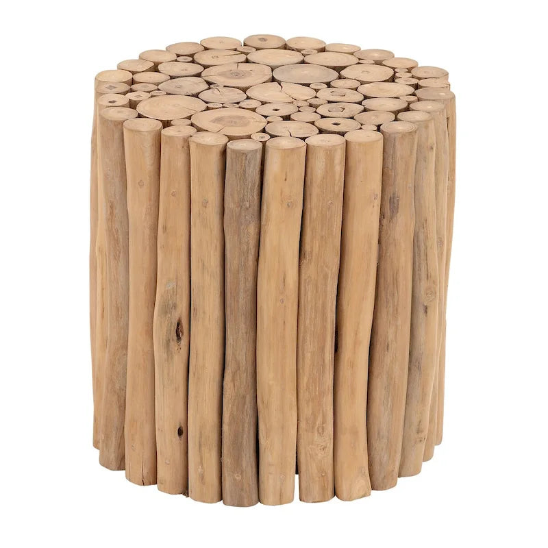 Table d'appoint latérale artisanale en teck avec design en grappe de bâtons - Marron - Roche River Decor