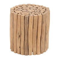 Table d'appoint en bois de teck fait main avec design en grappe de batons - Brun - Roche River Decor