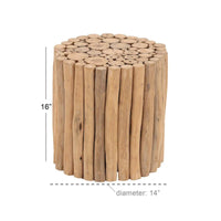 Table d'appoint en bois de teck fait main avec design en grappe de batons - Brun - Roche River Decor