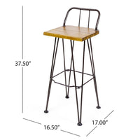 Tabouret de patio moderne en bois et métal Oaks Aura 30 pouces, tabourets de bar style ferme industrielle, lot de 2