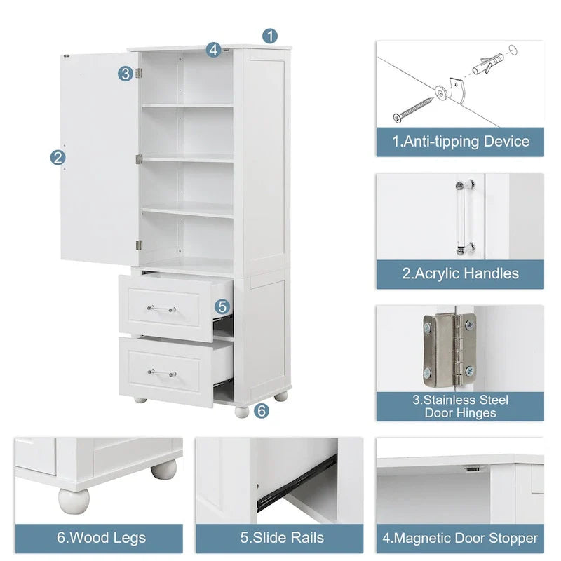 Meuble de rangement haut de salle de bain, Meuble de rangement sur pied