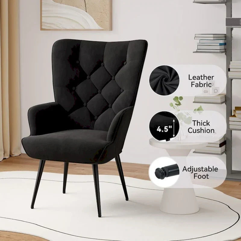 Chaise rembourrée en velours moderne
