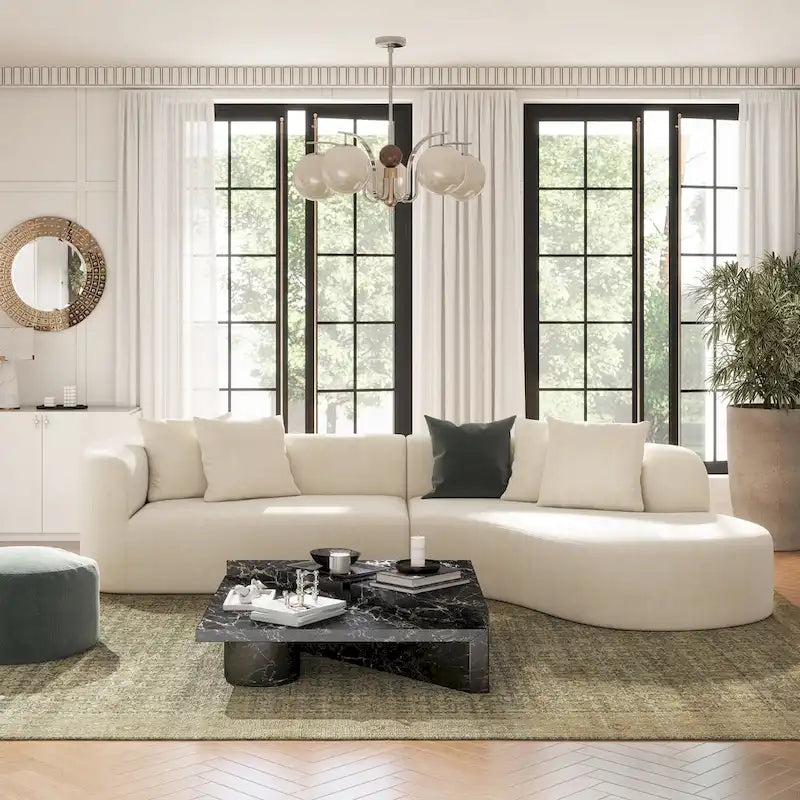 Canapé Sectionnel Incurvé Mallory 134.5 pouces Sofa-in-a-Box Orienté à Droite
