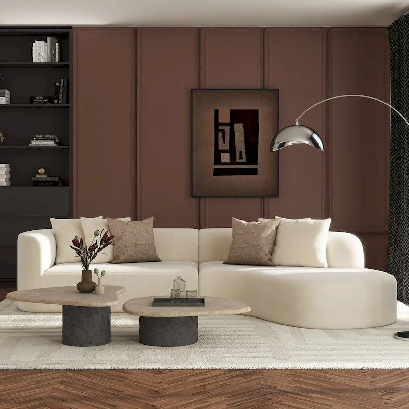 Canapé Sectionnel Incurvé Mallory 134.5 pouces Sofa-in-a-Box Orienté à Droite