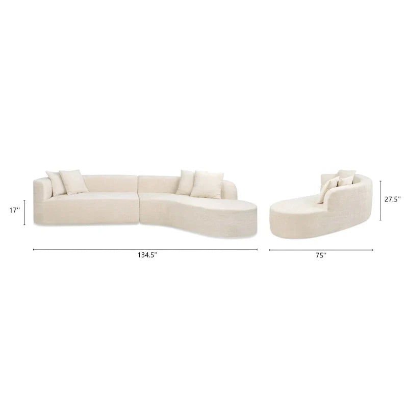 Canapé Sectionnel Incurvé Mallory 134.5 pouces Sofa-in-a-Box Orienté à Droite