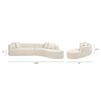 Canapé Sectionnel Incurvé Mallory 134.5 pouces Sofa-in-a-Box Orienté à Droite