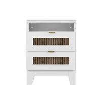 Ensembles de chambre 4 pièces, lit plateforme style ferme taille Full avec décoration en lattes de bois, table de chevet de rangement et commode
