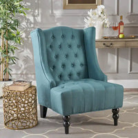 Fauteuil Club Chesterfield Capitonne Grand Dossier avec Pieds en Bois, Design Contemporain