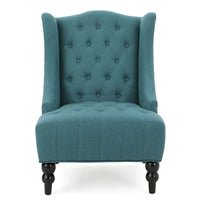 Fauteuil Club Chesterfield Capitonne Grand Dossier avec Pieds en Bois, Design Contemporain