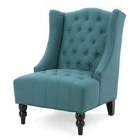 Fauteuil Club Chesterfield Capitonne Grand Dossier avec Pieds en Bois, Design Contemporain