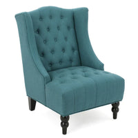 Fauteuil Club Chesterfield Capitonne Grand Dossier avec Pieds en Bois, Design Contemporain