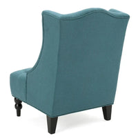 Fauteuil Club Chesterfield Capitonne Grand Dossier avec Pieds en Bois, Design Contemporain