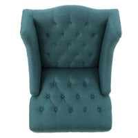 Fauteuil Club Chesterfield Capitonne Grand Dossier avec Pieds en Bois, Design Contemporain
