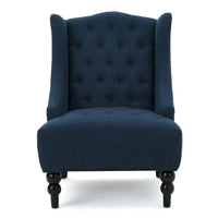 Fauteuil Club Chesterfield Capitonne Grand Dossier avec Pieds en Bois, Design Contemporain