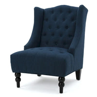 Fauteuil Club Chesterfield Capitonne Grand Dossier avec Pieds en Bois, Design Contemporain