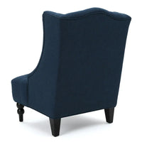 Fauteuil Club Chesterfield Capitonne Grand Dossier avec Pieds en Bois, Design Contemporain