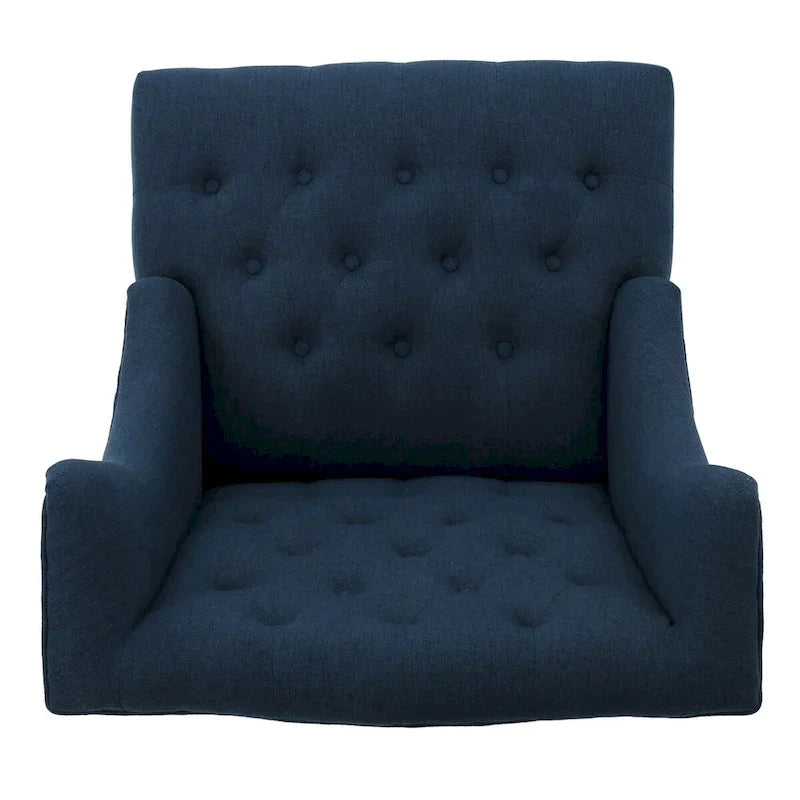 Fauteuil Club Chesterfield Capitonne Grand Dossier avec Pieds en Bois, Design Contemporain