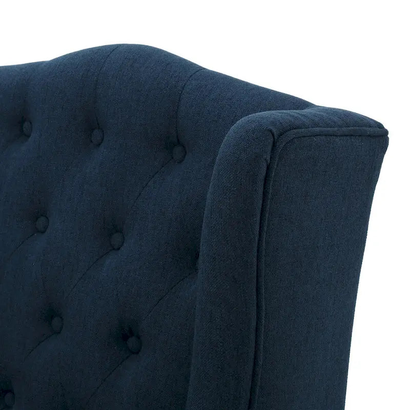 Fauteuil Club Chesterfield Capitonne Grand Dossier avec Pieds en Bois, Design Contemporain