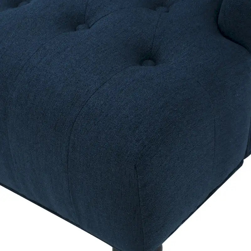 Fauteuil Club Chesterfield Capitonne Grand Dossier avec Pieds en Bois, Design Contemporain